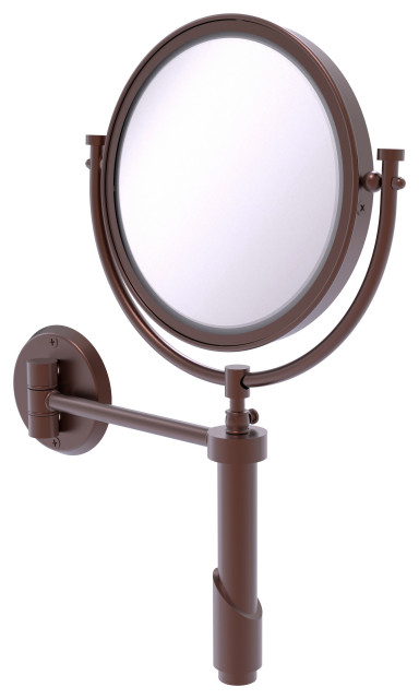 Tribecca Wall-Mount Makeup Mirror 8" Dia, 5X Magnification, Antique Copper