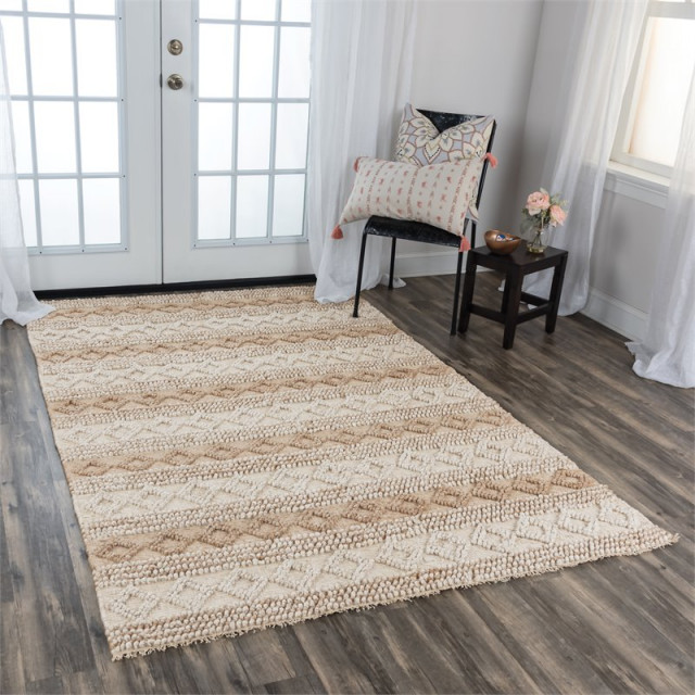 Alora Decor Sun 7'6" x 9'6" Geometric/Stripe Beige/Tan Woven Area Rug