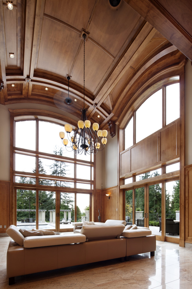 This is an example of an expansive traditional living room in Vancouver.