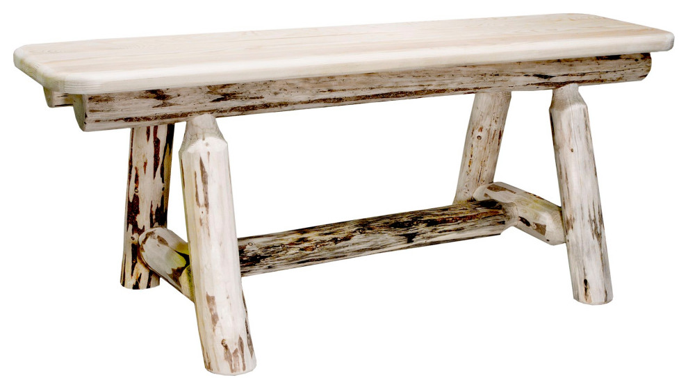 Montana Collection Plank Style Bench, Clear Lacquer Finish, 45"