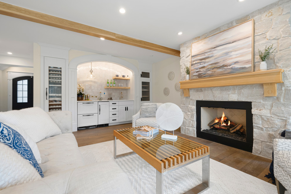 Transitional living room photo in Denver