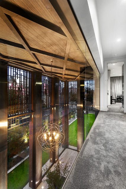 LUXURY HOTEL INSPIRED HOME contemporary-hallway-and-landing