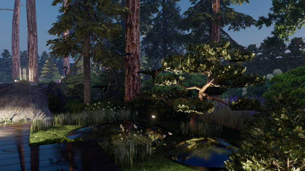 Участок ночью (КП Репино Парк)