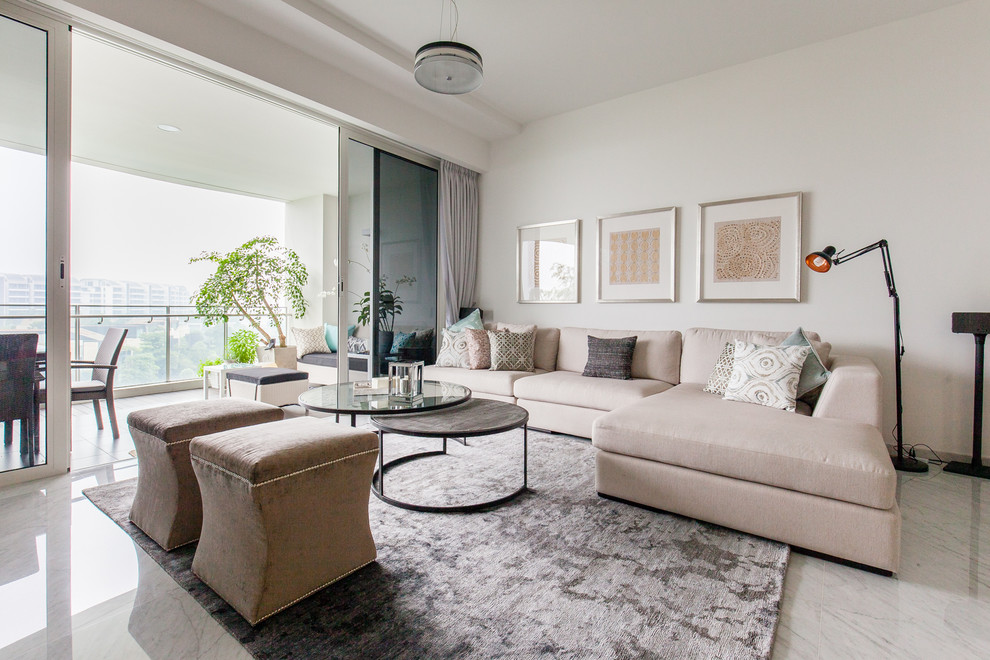 Photo of a transitional living room in Singapore.