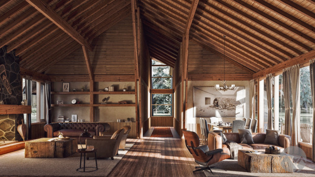 Cabin Design Rendering rustic-rendering
