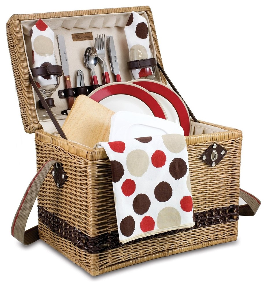 Picnic Time Yellowstone Willow Basket Deluxe Service, Moka Collection