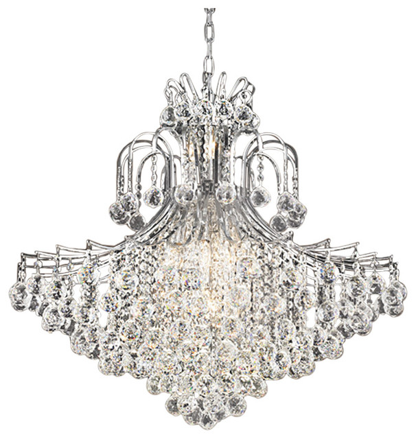 Contour 15 Light 31" Chrome Chandelier With Clear European Crystals