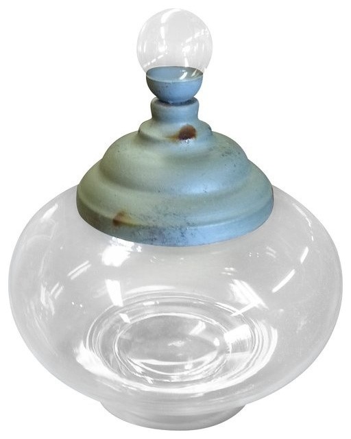 Round Glass Apothecary Jar With Metal Lid Farmhouse Decorative