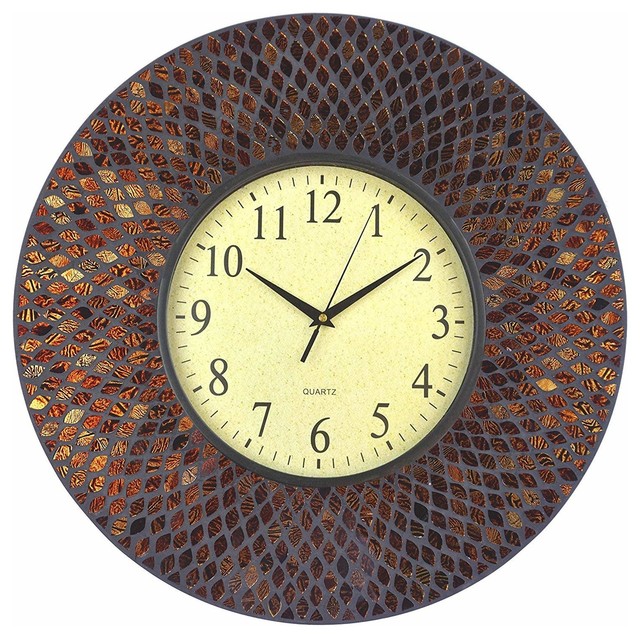Lulu Decor, Amber Comb Mosaic Wall Clock With Black Cement Dial, 19