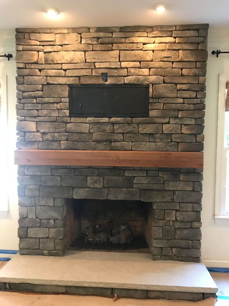 Interior Stone Fireplace Construction