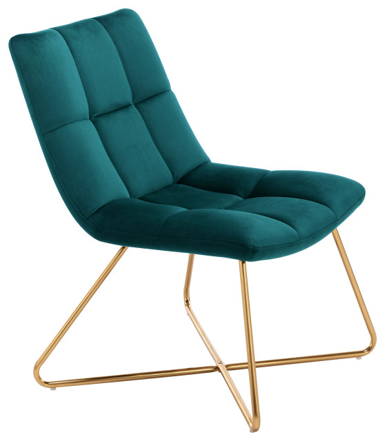 Square Tufted Velvet Lounge Chair - Midcentury - Armchairs And Accent