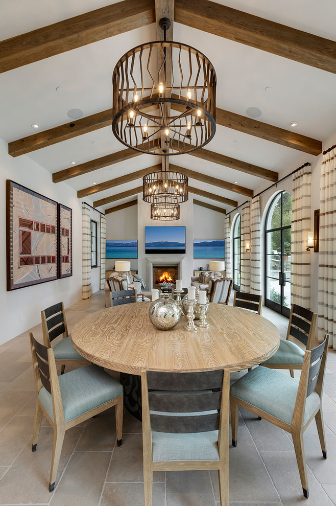 This is an example of a large mediterranean dining room in Other.