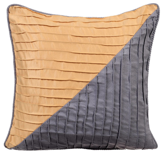 Gray Decorative Pillow Covers Suede Fabric, Eclipsed Contemporary
