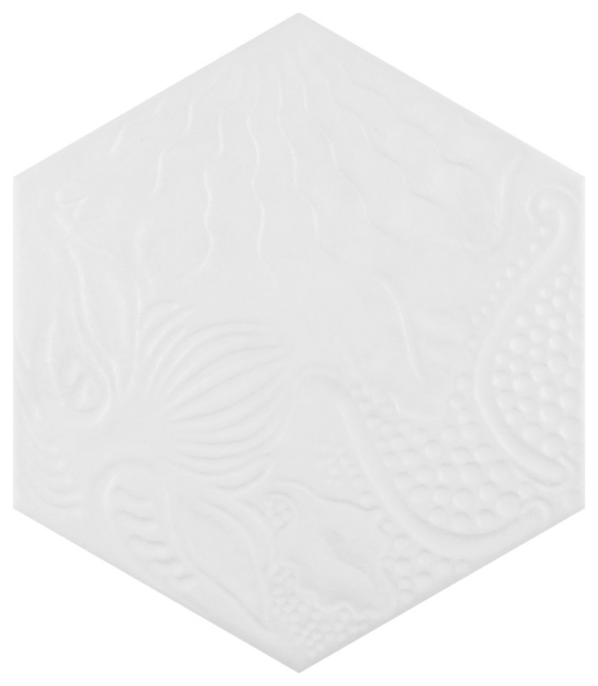 Gaudi Hex White Porcelain Floor and Wall Tile