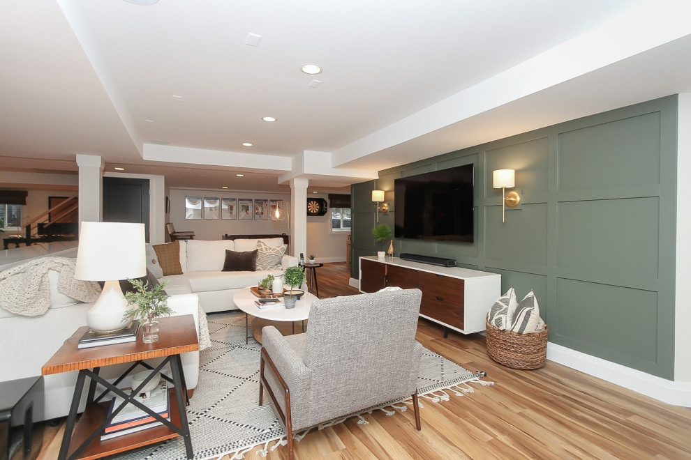 Deer Park Mid Century Modern Basement - Midcentury - Basement - Chicago ...