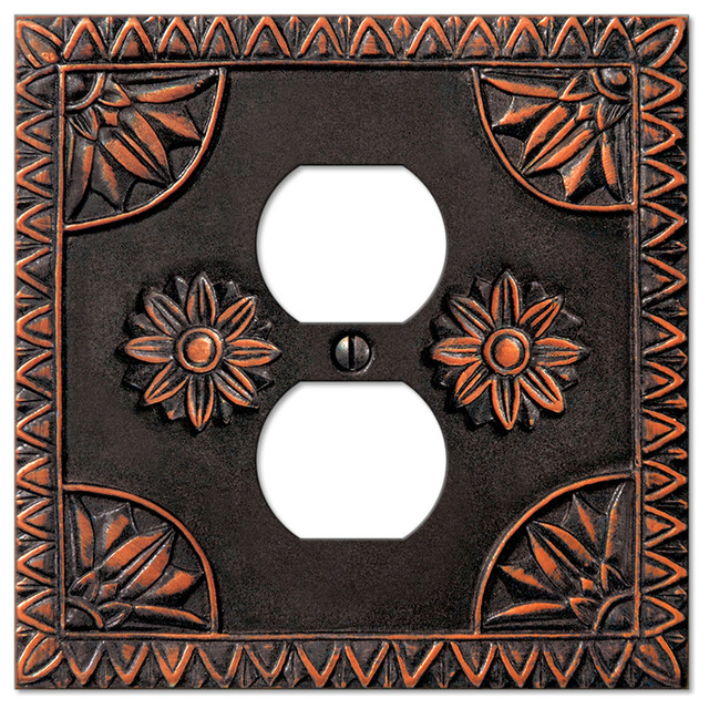 York Aged Bronze Resin 1Duplex Wall Plate Southwestern Switch