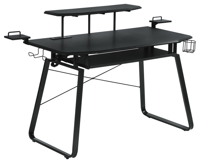 Alfie Gaming Desk With USB Ports Gunmetal Contemporary Desks And