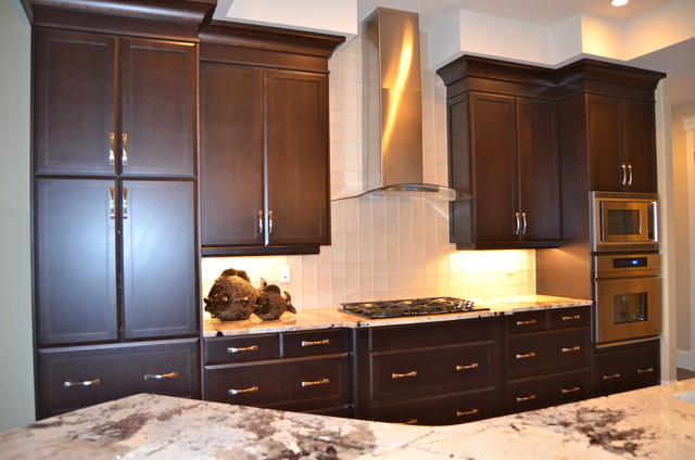 New Custom Maple Cabinets Dark Stain Traditional Kitchen
