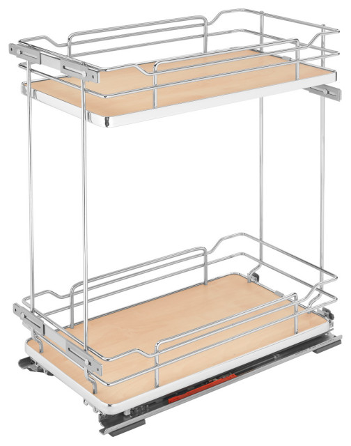 Two-Tier Sold Surface Pull Out Organizers With Soft Close, Natural Maple, 11.75"