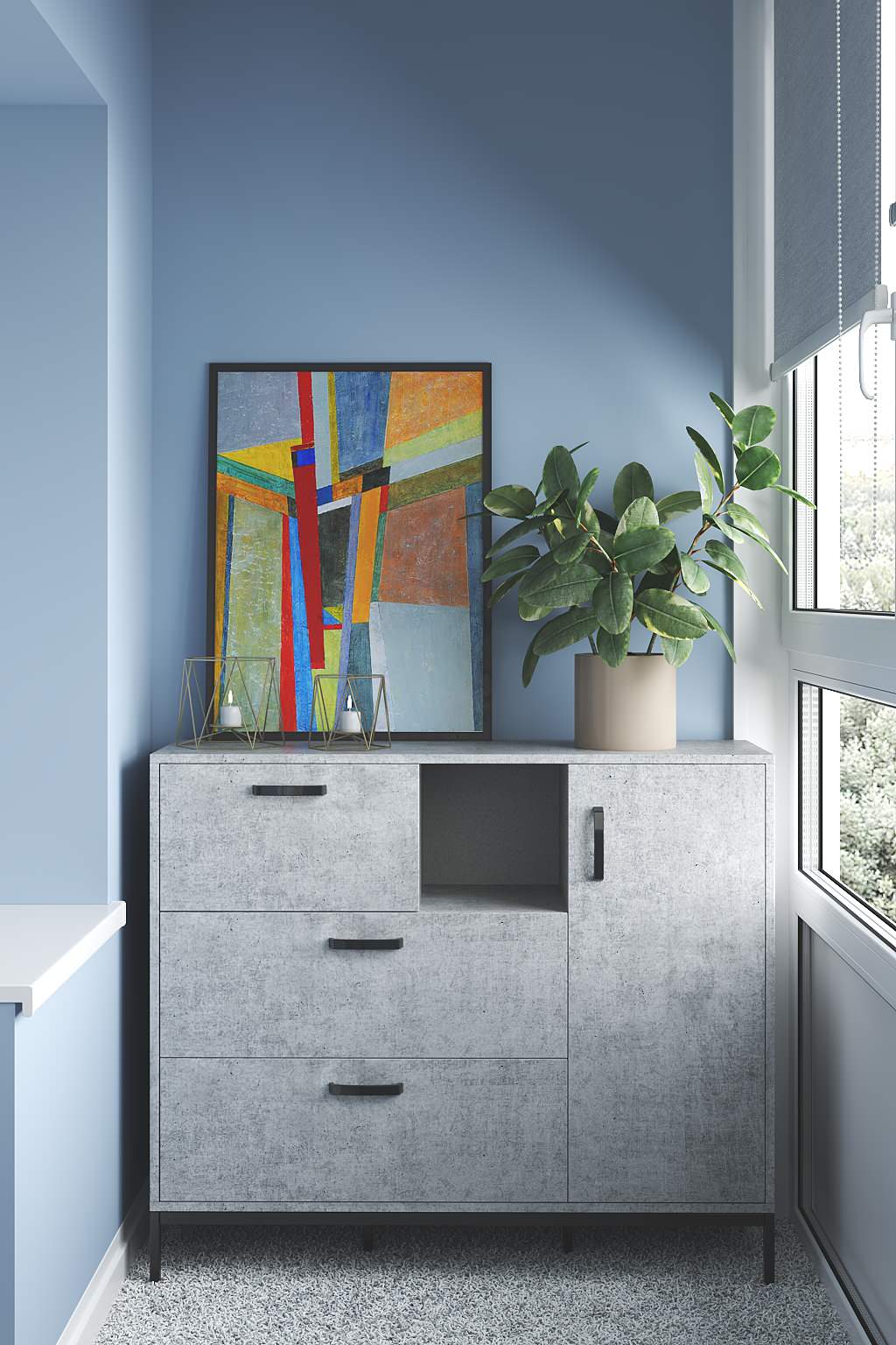 Красочный и спокойный. Проект интерьера детской комнаты для ребенка 4-х лет.