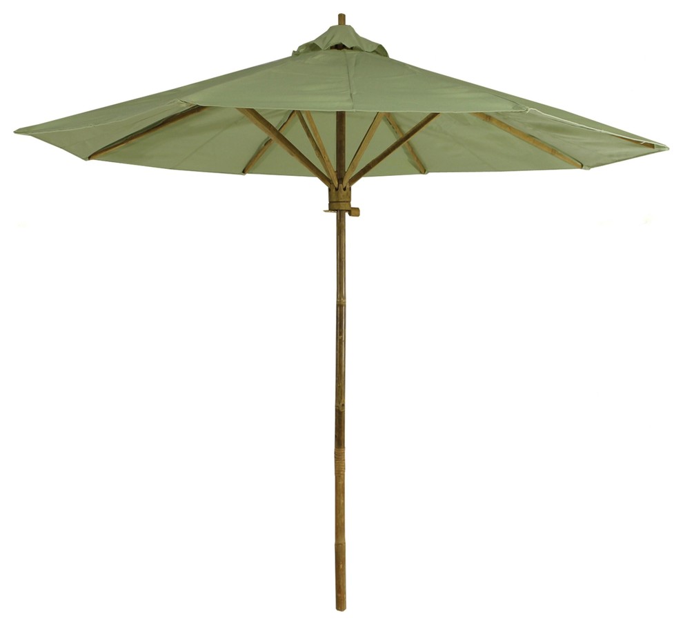 7 Foot Bamboo Umbrella With Celadon Polyester Canvas