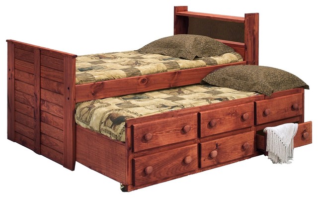 Duke Bookcase Twin Captains Bed With, Twin Size Sleigh Bed With Trundle