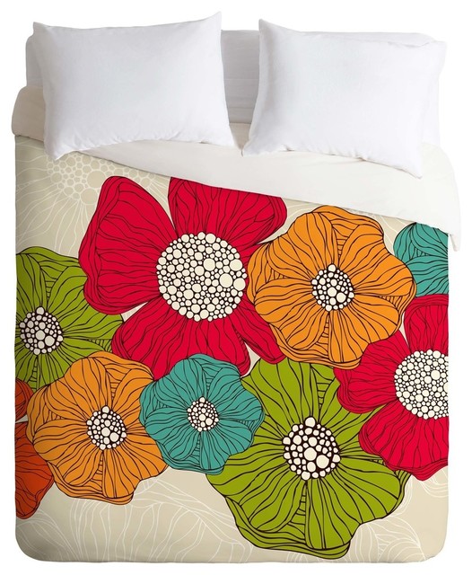 Deny Designs Valentina Ramos Flowers Duvet Cover Contemporary