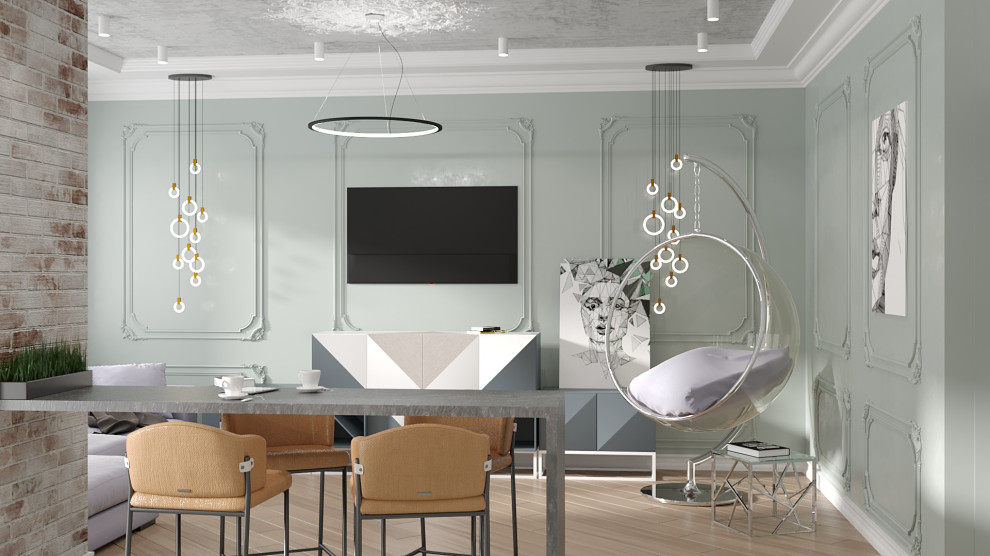 Кухня гостиная в нежных цветах