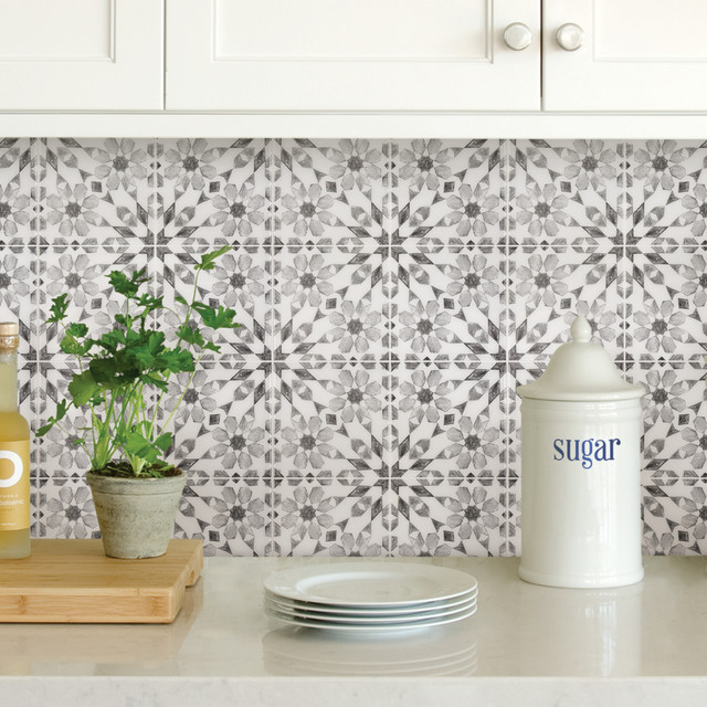 Wallpops Catalan Gray and White Peel and Stick Backsplash Tile