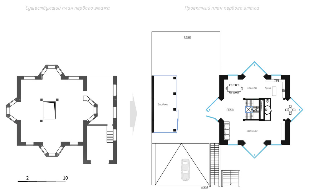 В центре города у рощи.