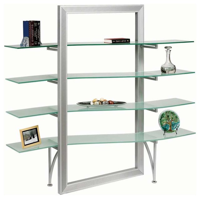 Dainolite Elegant Free Standing Shelf Frosted Glass Silver Metal Dainolite Elegant Free Standing Shelf Frosted Glass Silver Metal Contemporary Display And Wall Shelves By Freely