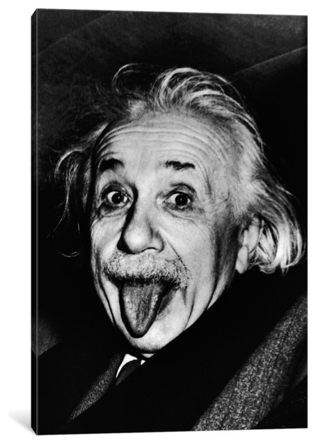 "Albert Einstein, Sticking His Tongue Out" Wrapped Canvas Print, 60x40x1.5