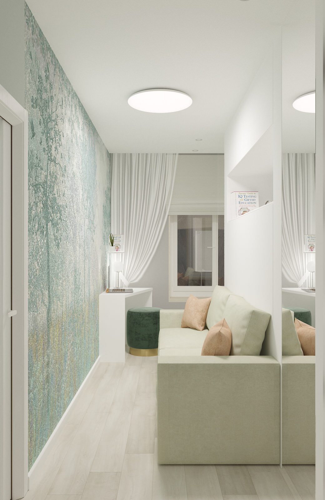 Светлый интерьер для семьи из 3-х человек