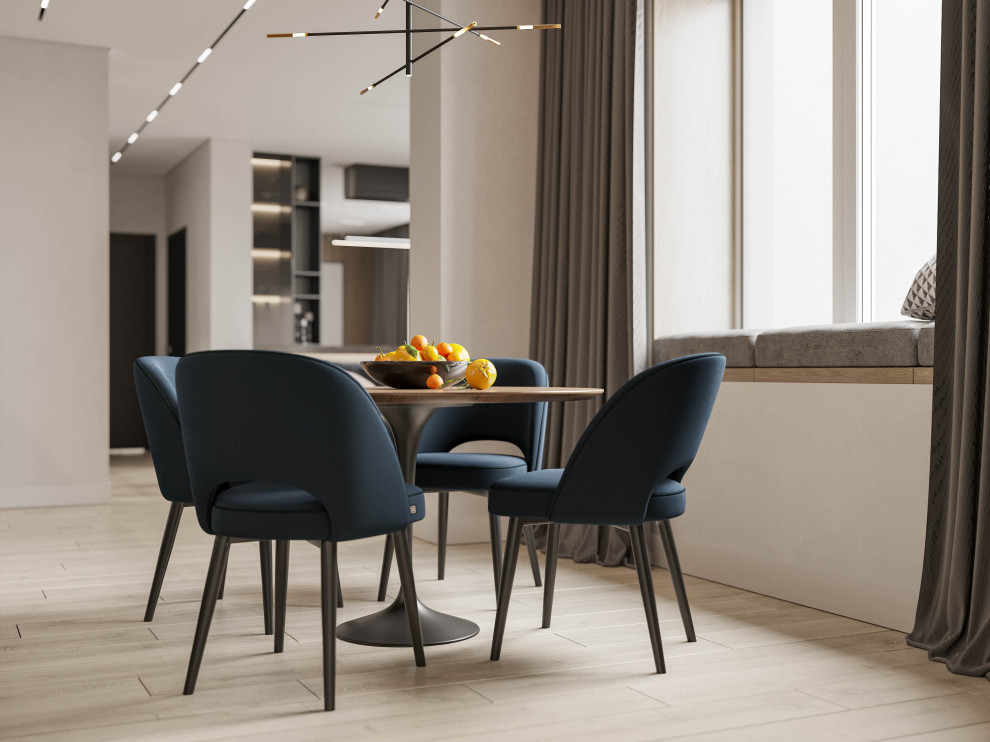 Гостиная и кухня в бежево-серых оттенках