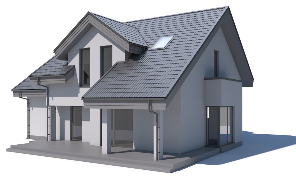 Современный дом с мансардой и гаражом, 190 м.кв.