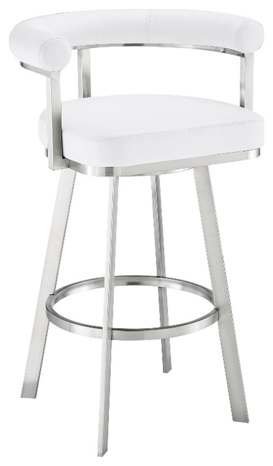 Armen Living Magnolia 26" Stainless Steel & Faux Leather Counter Stool