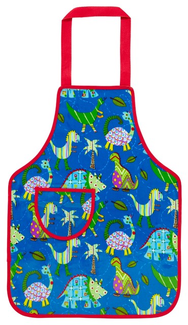 Ulster Weavers Wipeable PVC Apron One Size Only Dinosaur 100% Cotton coated with PVC, Blue 606DIN 