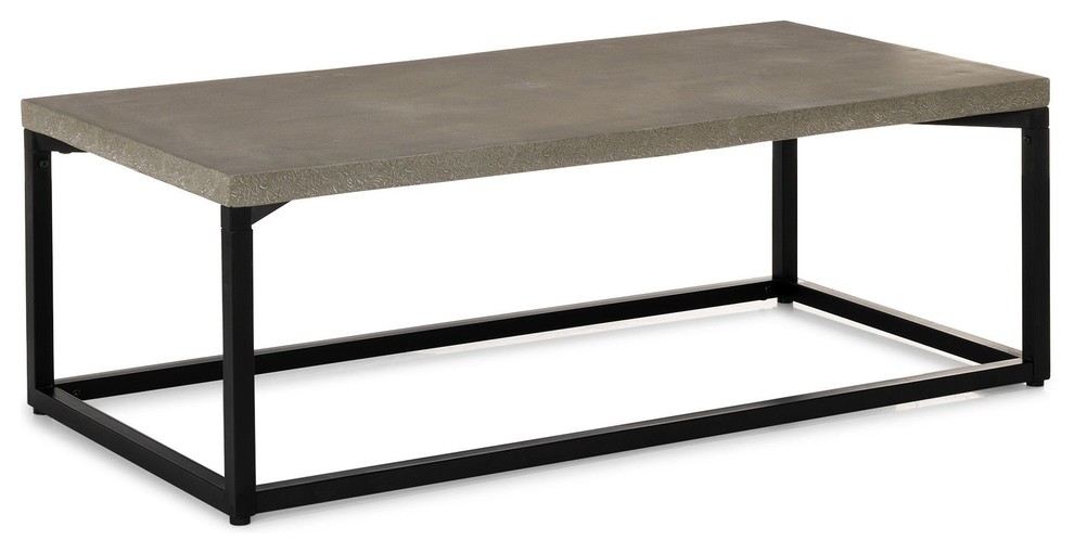 Cimento Meuble Table basse en acier et béton gravé