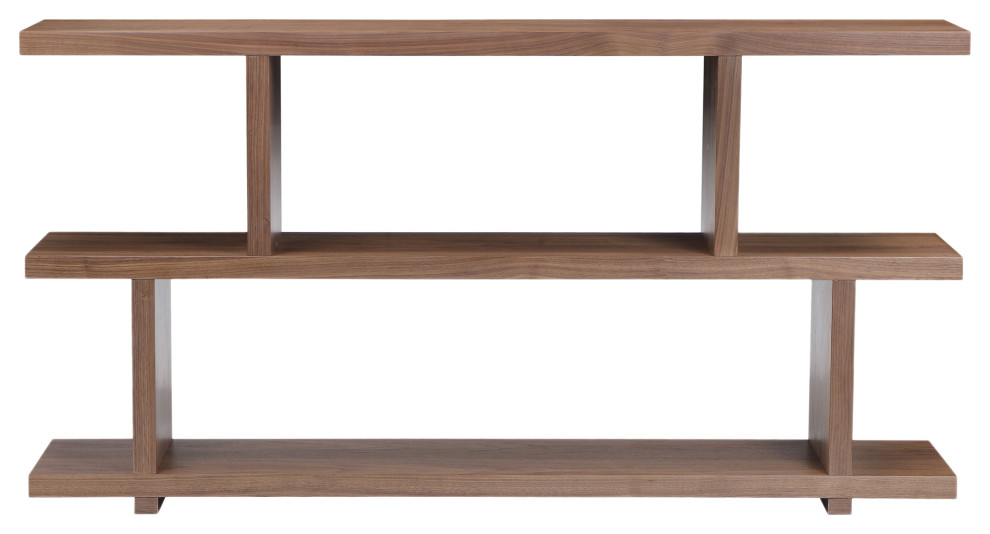 Mandalay 63'' Walnut Veneer Mid-Century Modern Open-Shelf Console