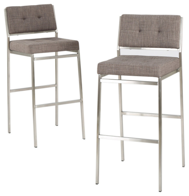 Gdf Studio Kyoto Light Gray Fabric Bar Stools Set Of 2 Gdf Studio Kyoto Light Gray Fabric Bar Stools Set Of 2 Contemporary And Counter By Gdfstudio