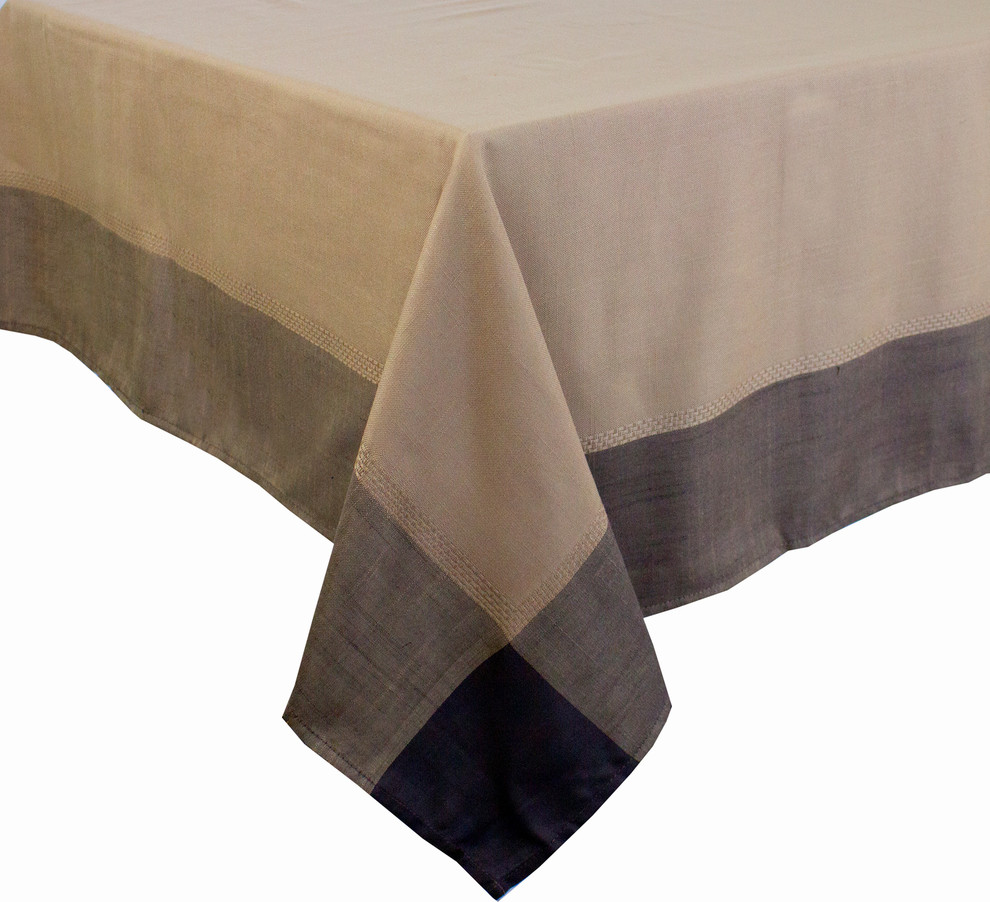 Contemporary Solid Color Border Tablecloth, Brown, 55x86