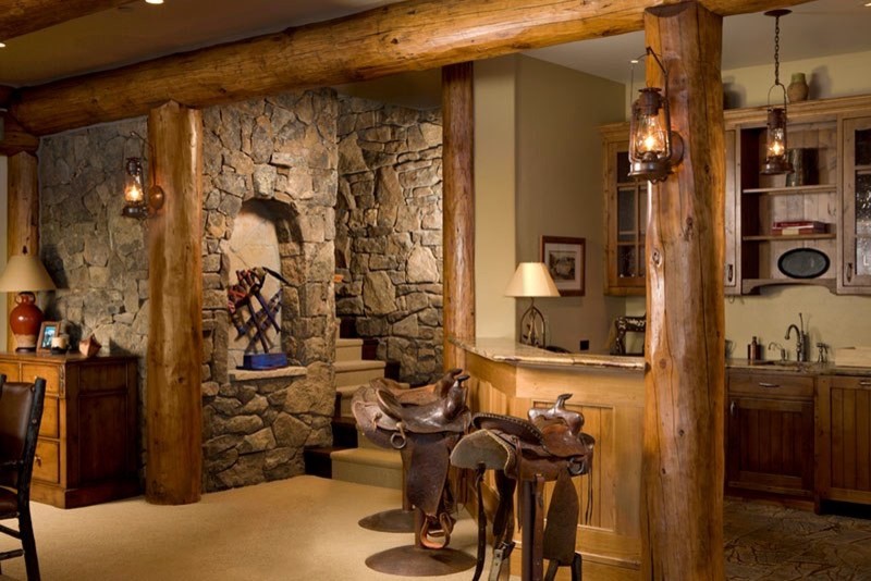 Inspiration for a country family room in Denver.