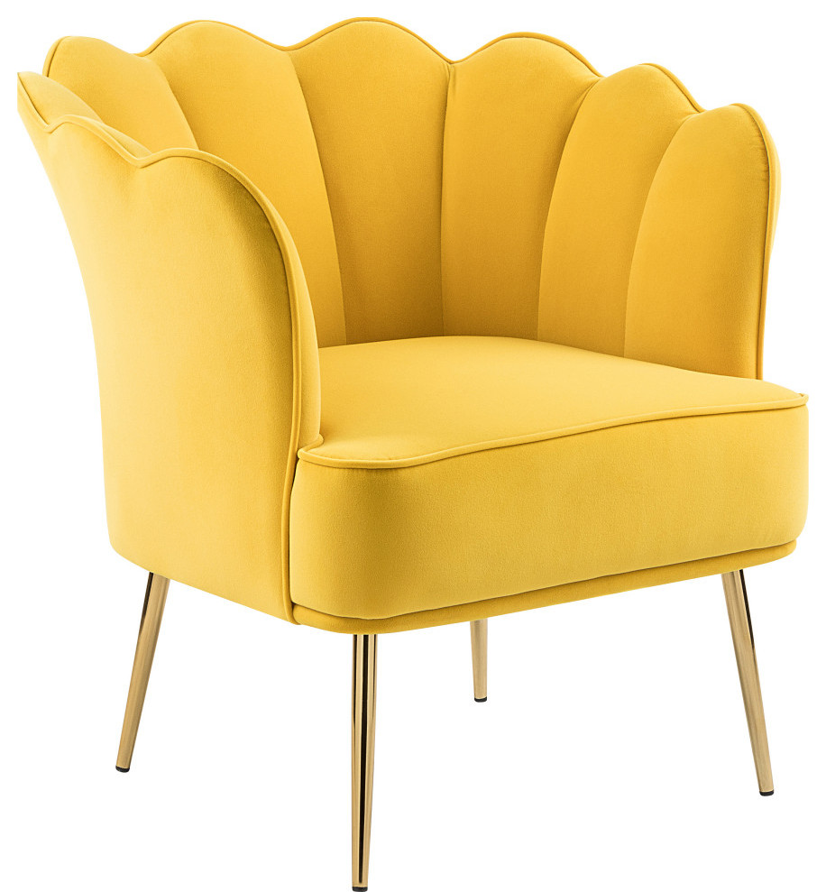 Jester Velvet Upholstered Accent Chair, Yellow