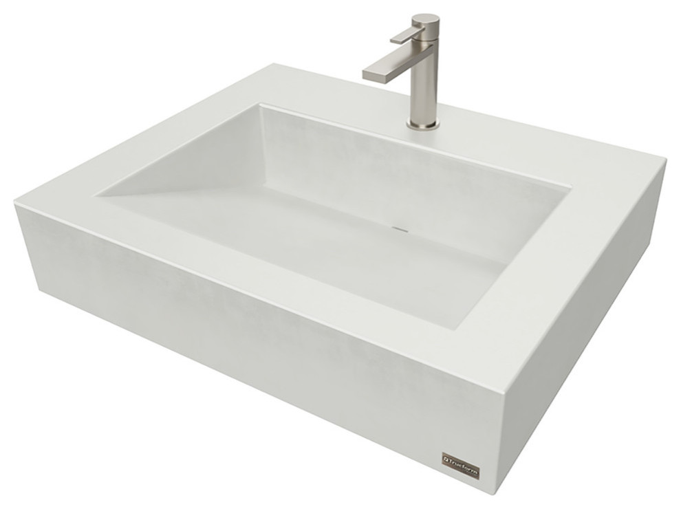 24" ADA Floating Concrete Ramp Sink Contemporary Bathroom Sinks