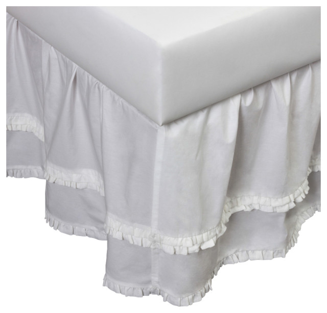 Perpre Ruffle Bed Skirt, Linen, White - French Country - Bedskirts - by ...