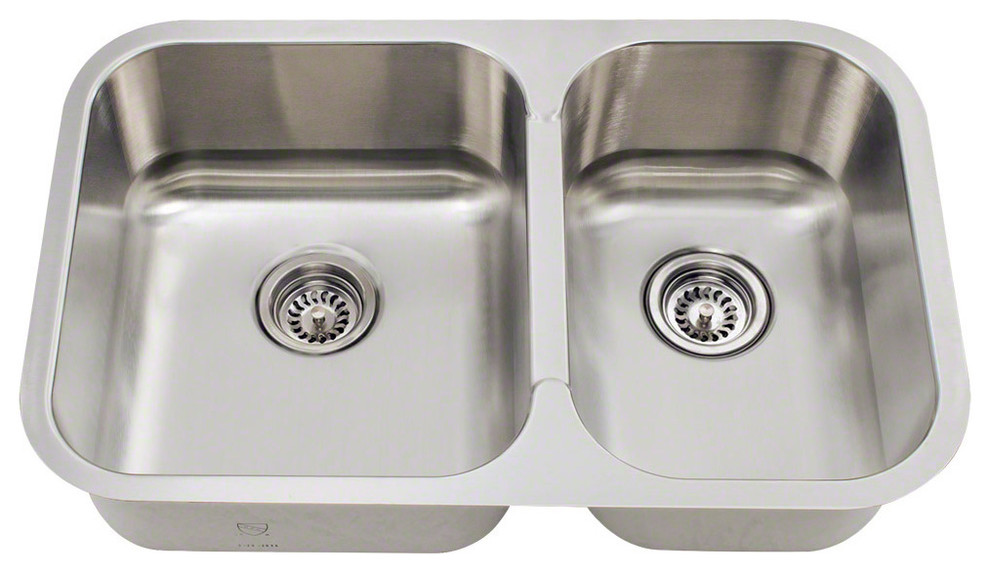Polaris Sinks PL035 Small Offset Stainless Steel Sink in Brushed Satin