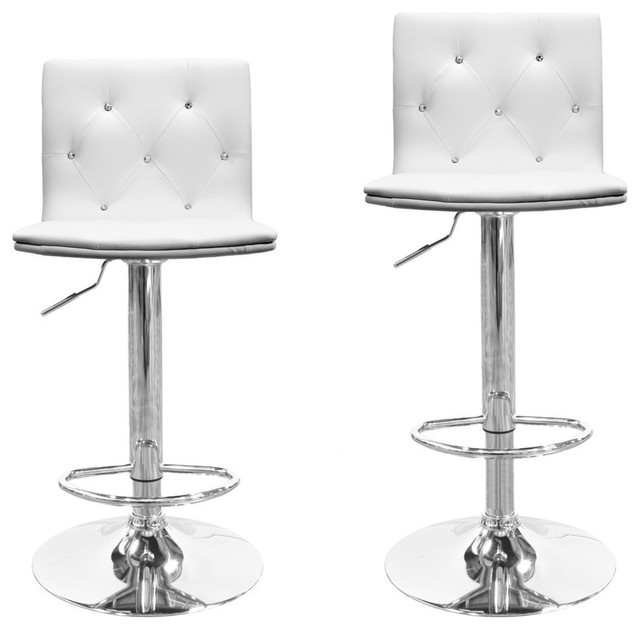 Modern Swivel Bar Stools With Crystals, All White Bar Stools