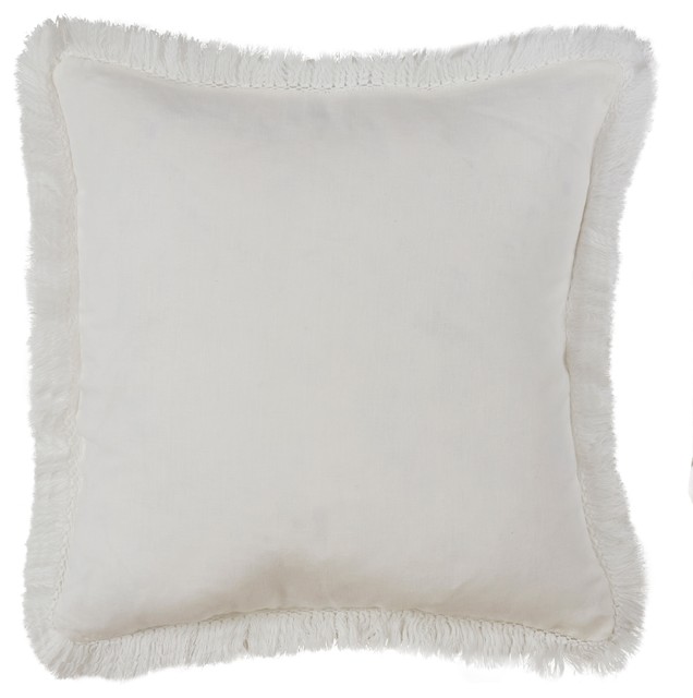 Stonewashed Fringed Linen 20 X20 Down Filled Throw Pillow