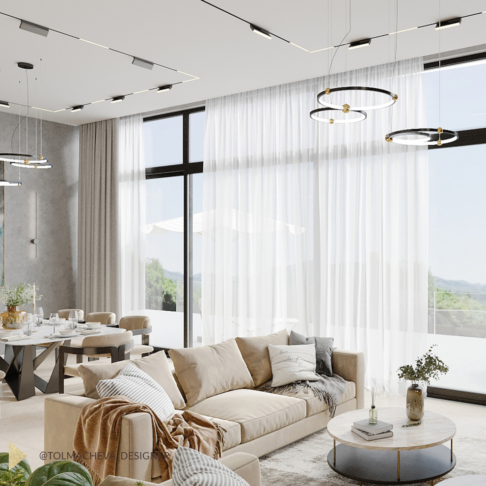 Дизайн интерьера гостиной в частном доме на  Мацесте