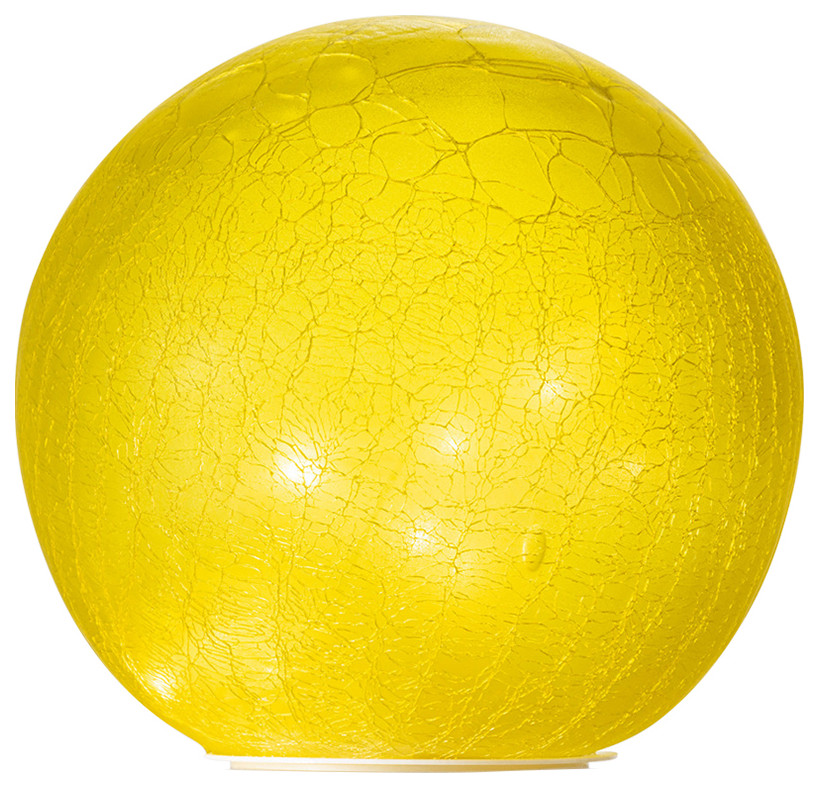 Yellow Textured Glass Gazing Globe with LED Lights Contemporary